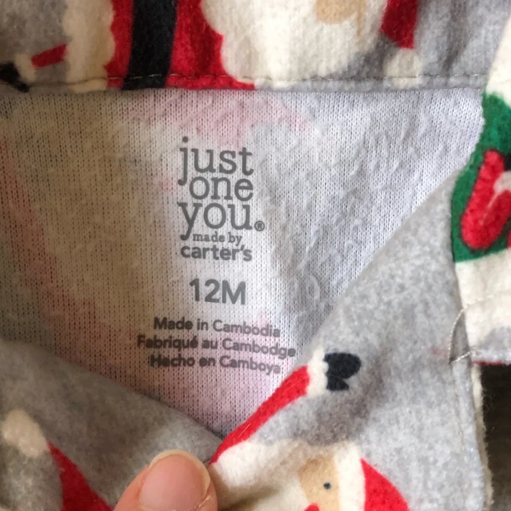 4/$20 Carters Just One You 2pc Santa Fleece Jammies Baby’s 1st Christmas Sz 12Mo